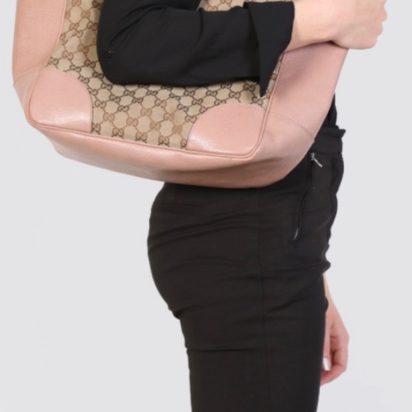 NEW Gucci Bree Canvas/Leather Beige-Ebony tote - Picture 14 of 16